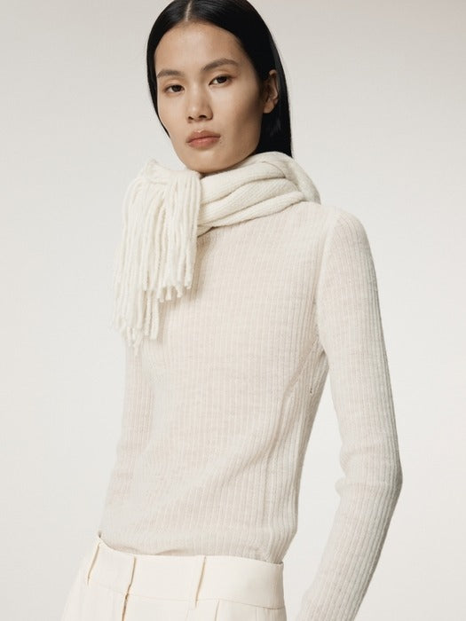 Recto Hairy Balaclava Knit Top (Cream)