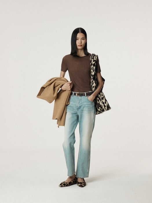 [recto] SEMI FLARE DENIM PANTS (LIGHT BLUE)