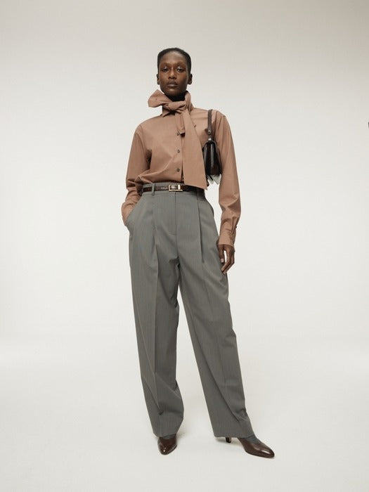 [recto] TWO TUCK SUIT PANTS (MIDNIGHT GREY)