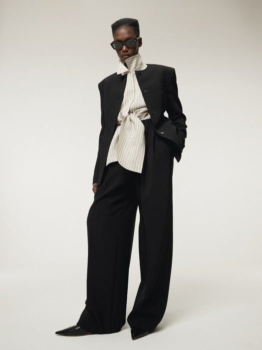 [recto] DOUBLE PLEATED WIDE PANTS (BLACK)