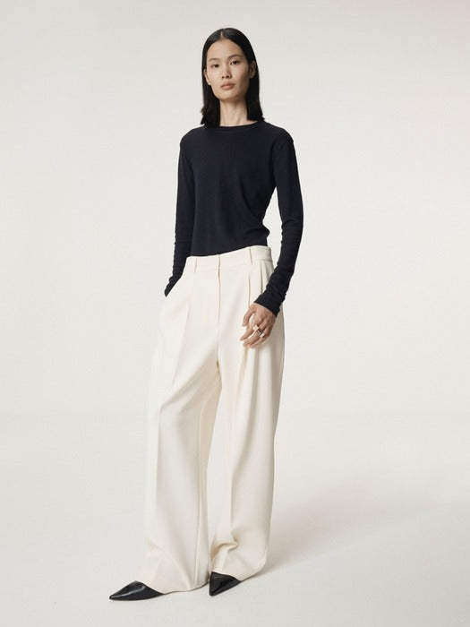 [recto] DOUBLE PLEATED WIDE PANTS (CREAM)