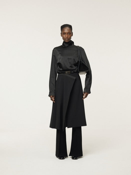 [recto] Pleated Wrap Skirt (Black)