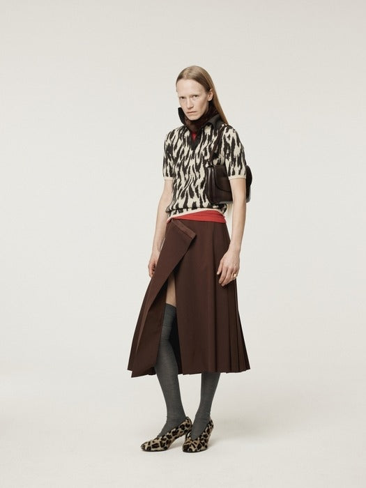 [recto] PLEATED WRAP SKIRT (VINTAGE BROWN)