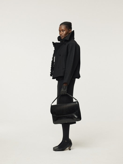 [recto] PRIMARY WOOL SHORT PEA COAT (BLACK)