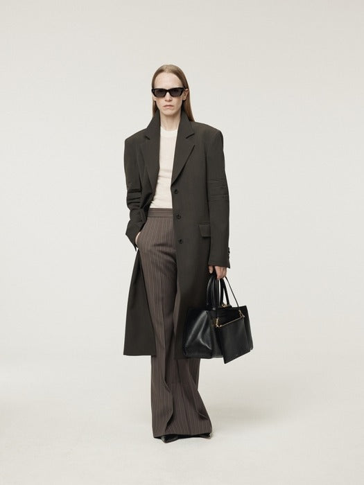 Recto Sleeve Crease Wool Coat (Charcoal Grey)