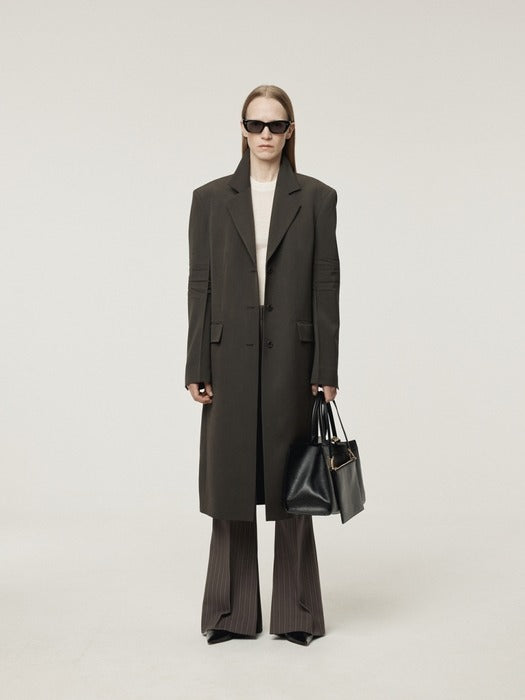 Recto Sleeve Crease Wool Coat (Charcoal Grey)