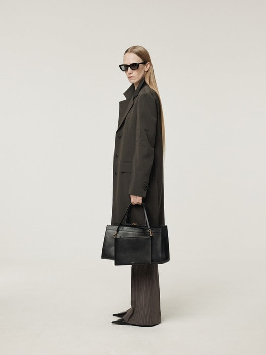 Recto Sleeve Crease Wool Coat (Charcoal Grey)