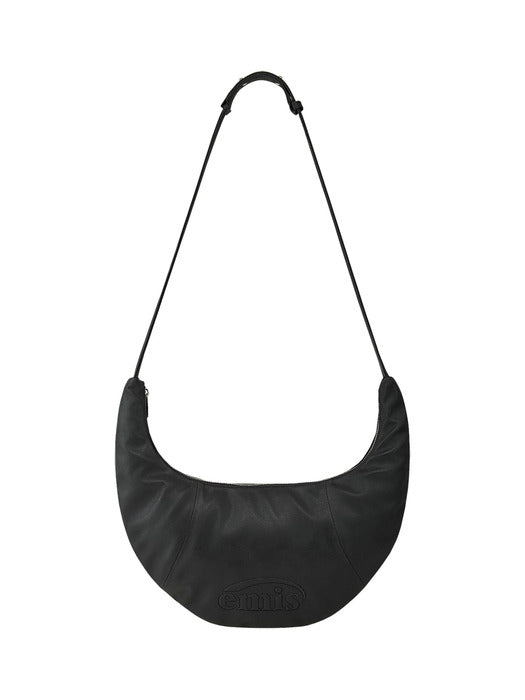 [emis] LOGO EMBOSSED HALF MOON BAG-BLACK