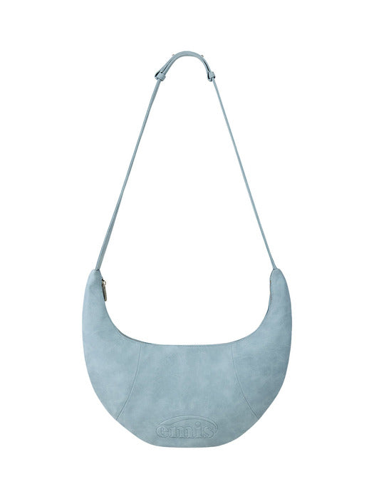 [emis] LOGO EMBOSSED HALF MOON BAG-LIGHT BLUE