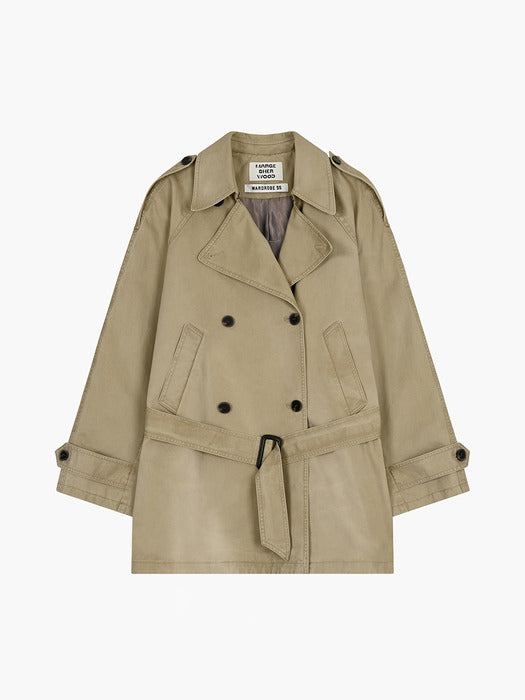 [MARGESHERWOOD] WASHED HALF TRENCH COAT_beige