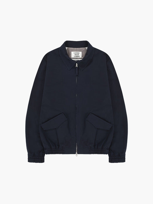 [MARGESHERWOOD] WASHED ZIP-UP BOMBER JACKET_navy