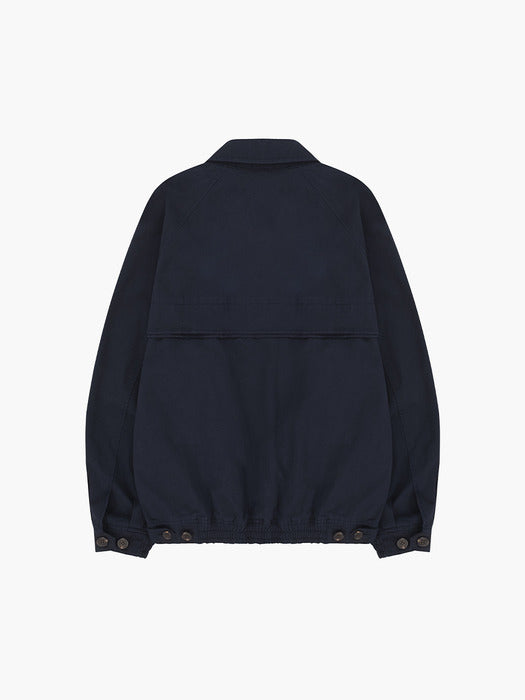 Margesherwood Washed Zip-UP Bomber Jacket navy