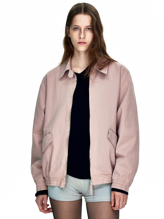 [MARGESHERWOOD] WASHED ZIP-UP BOMBER JACKET_indi pink