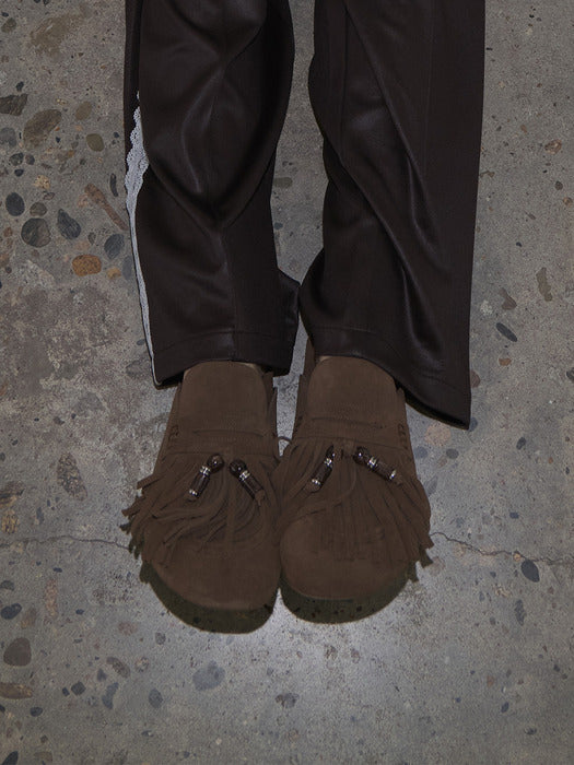 Raive Noah Fringe Mule in Mocha Brown