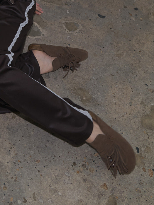 Raive Noah Fringe Mule in Mocha Brown