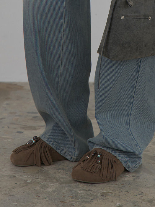 Raive Noah Fringe Mule in Mocha Brown