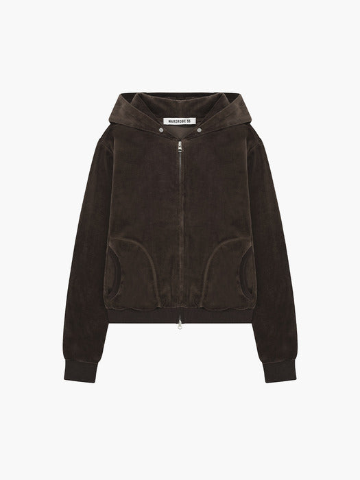 [MARGESHERWOOD] VELOUR HOOD ZIP-UP_brown