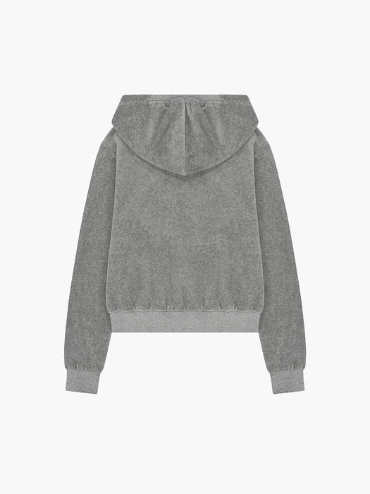 Margesherwood Velour Hood Zip-UP melange grey