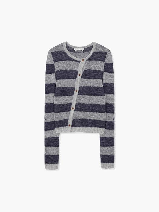 [MARGESHERWOOD] 55 MOHAIR STRIPE CARDIGAN_navy/grey