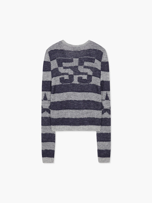 [MARGESHERWOOD] 55 MOHAIR STRIPE CARDIGAN_navy/grey