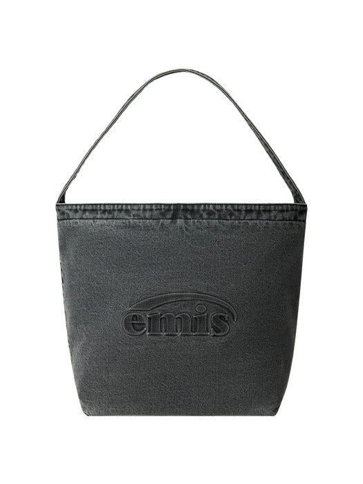 [emis] LOGO EMBOSSED DENIM SHOULDER BAG-GRAY DENIM
