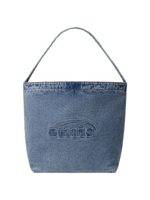 [emis] LOGO EMBOSSED DENIM SHOULDER BAG-BLUE DENIM