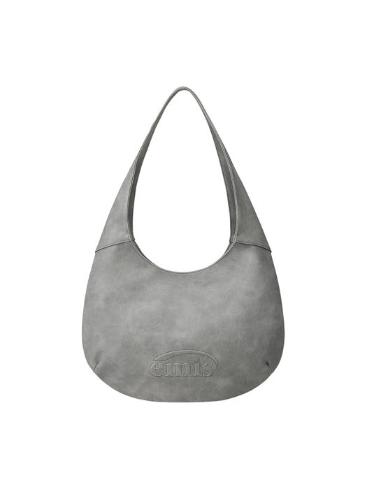 [emis] LOGO EMBOSSED SHOULDER BAG-GRAY