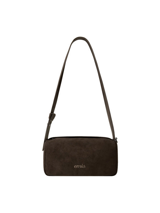 [emis] WIDE STRAP HOBO BAG-BROWN