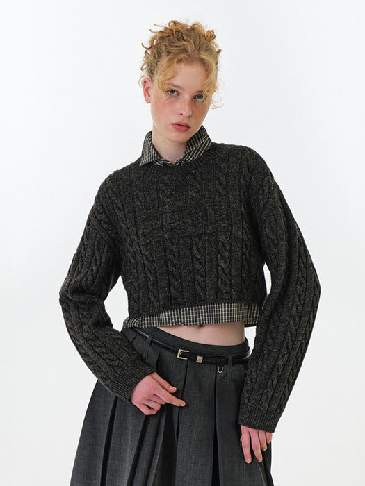 Grove 25Fw Sophie Crop Knit (Charcoal)