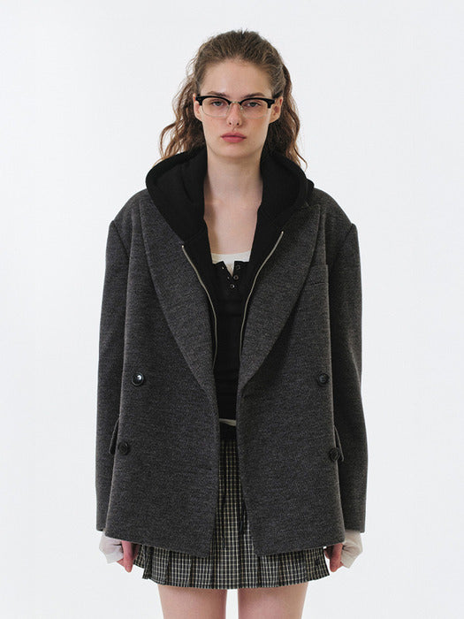 [grove] 25FW LUX HALF DOUBLE COAT (GREY)