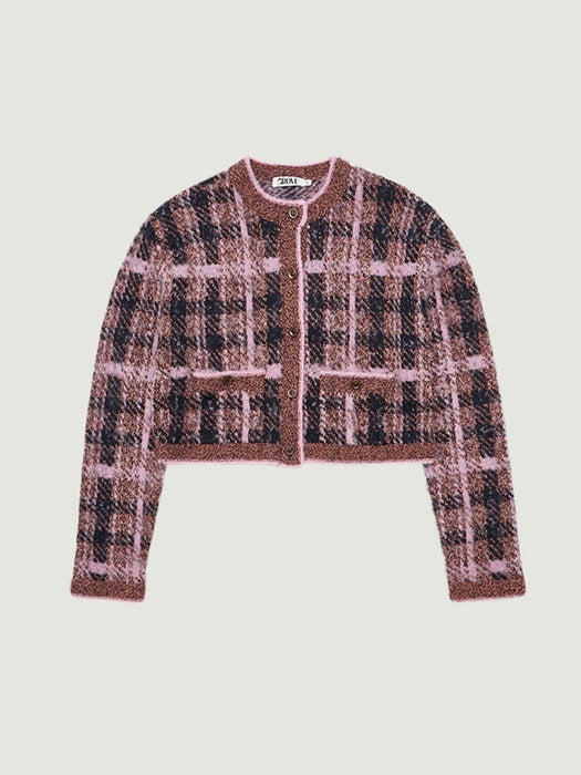 Grove 25Fw Emily Check Cardigan (Pink)