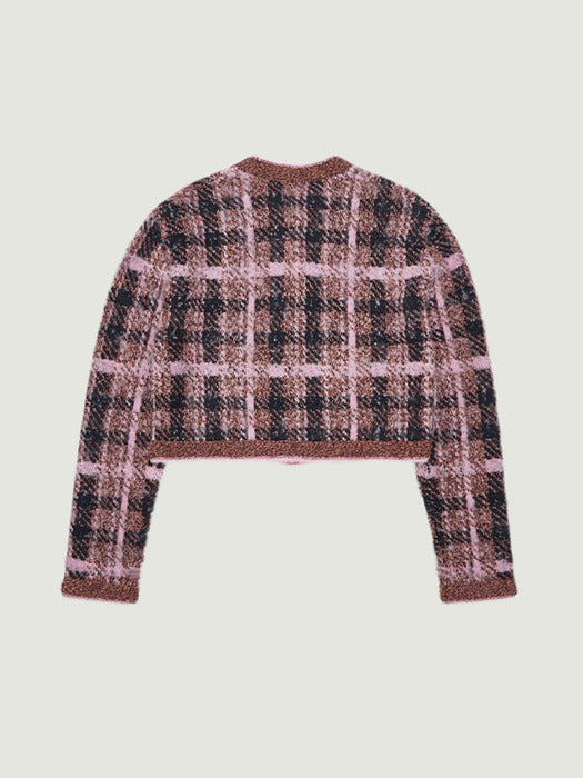 Grove 25Fw Emily Check Cardigan (Pink)