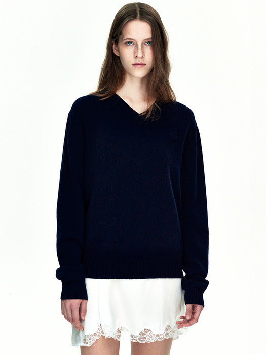 [MARGESHERWOOD] FLORE V-NECK PULLOVER_navy