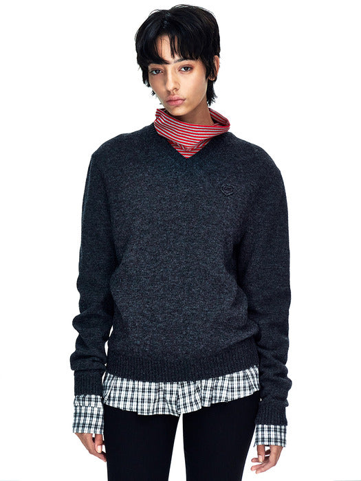 Margesherwood Flore V-Neck Pullover charcoal