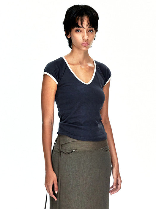 [MARGESHERWOOD] VELVET EVE TOP_charcoal