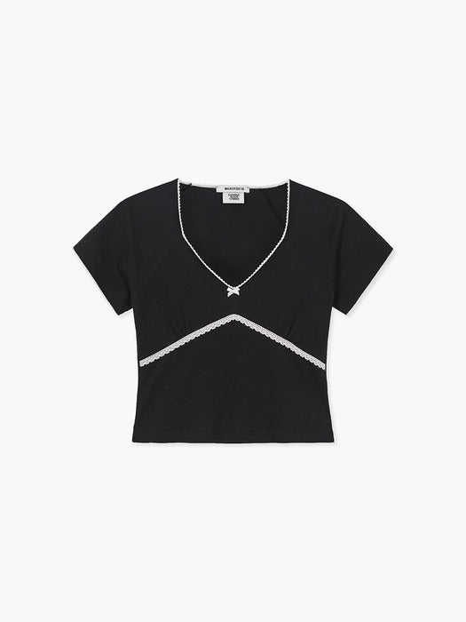 [MARGESHERWOOD] LACE EVE TOP_black