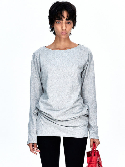 [MARGESHERWOOD] BOATNECK WRAP LONG SLEEVE_grey
