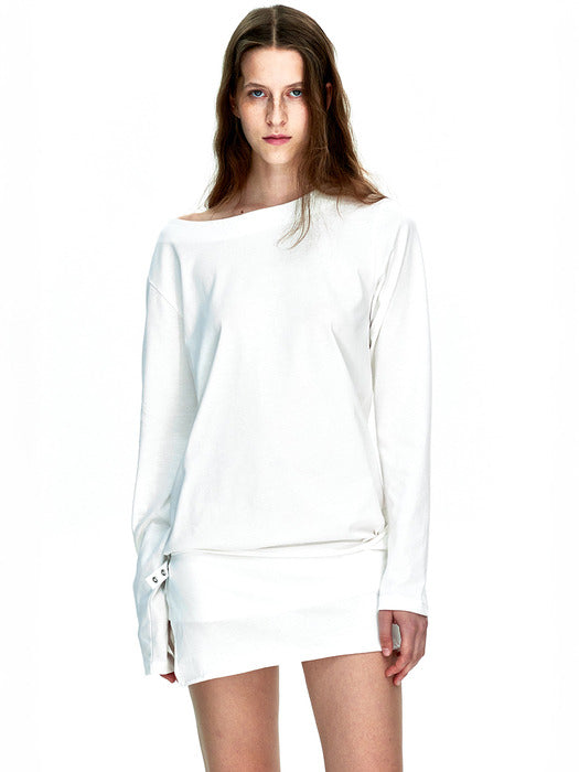 [MARGESHERWOOD] BOATNECK WRAP LONG SLEEVE_white