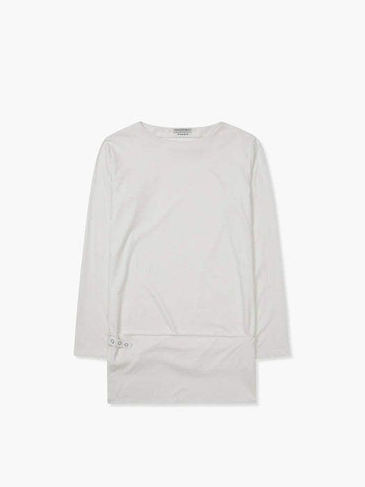 [MARGESHERWOOD] BOATNECK WRAP LONG SLEEVE_white