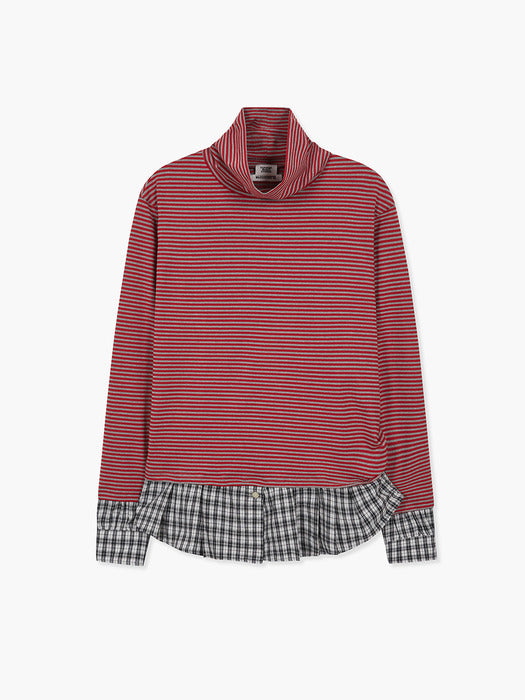 Margesherwood Stripe Turtleneck Shirts Layered Top red