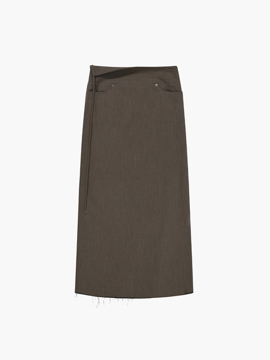 [MARGESHERWOOD] WOOL MAXI SKIRT_brown