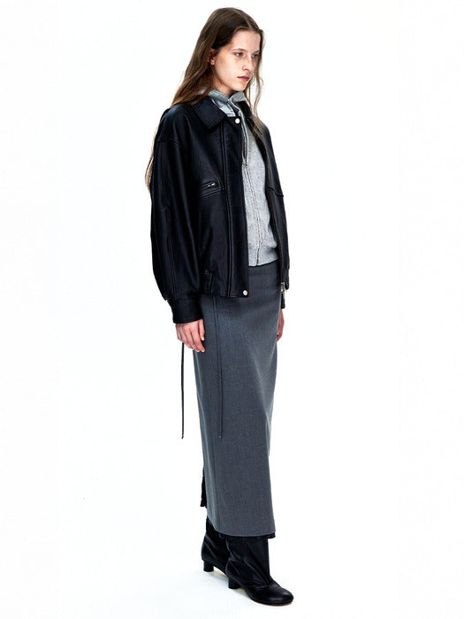 [MARGESHERWOOD] WOOL MAXI SKIRT_grey