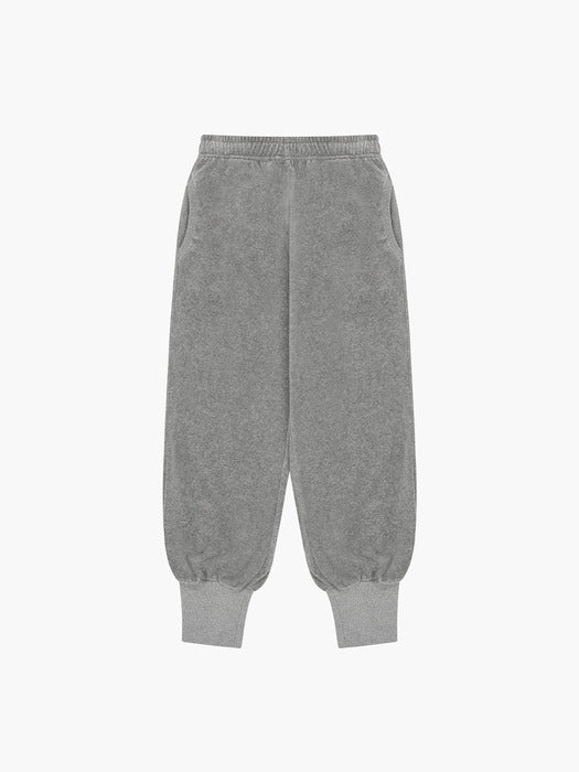 [MARGESHERWOOD] VELOUR RIBBED PANTS_melange grey