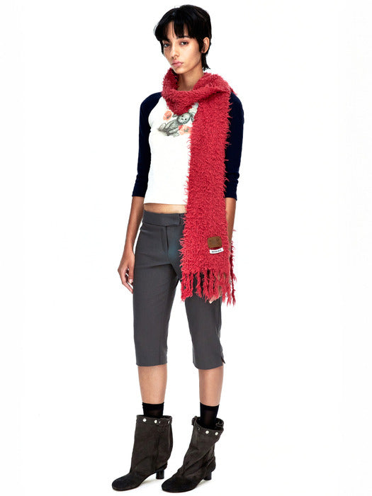 [MARGESHERWOOD] PUPPY TOUCH FRINGE MUFFLER_rose