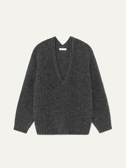 Kindersalmon Wool Boucle Knit Charcoal
