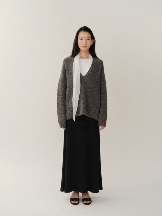 Kindersalmon Wool Boucle Knit Charcoal