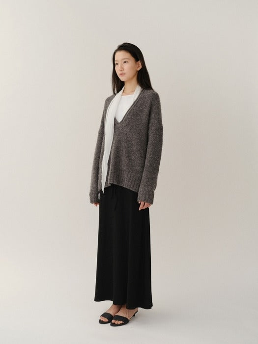 Kindersalmon Wool Boucle Knit Charcoal