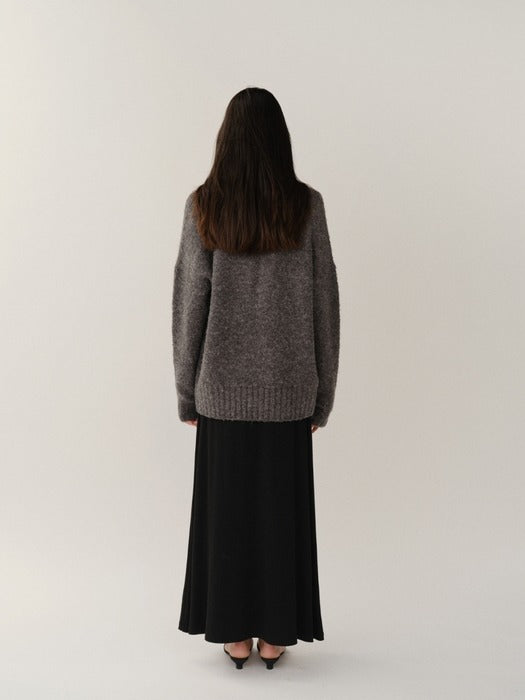 Kindersalmon Wool Boucle Knit Charcoal