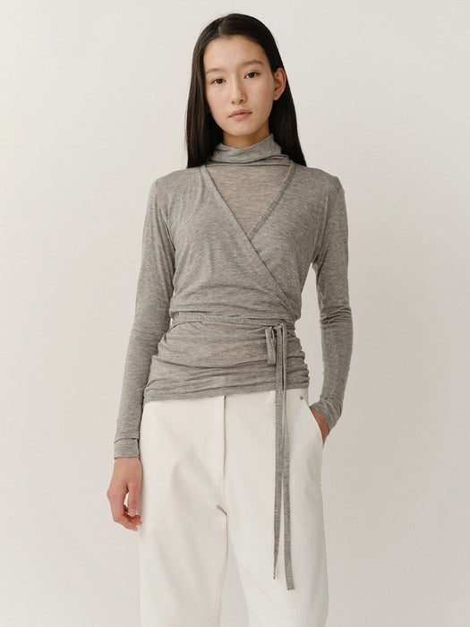 Kindersalmon Wool Jersey Turtleneck Melange Gray