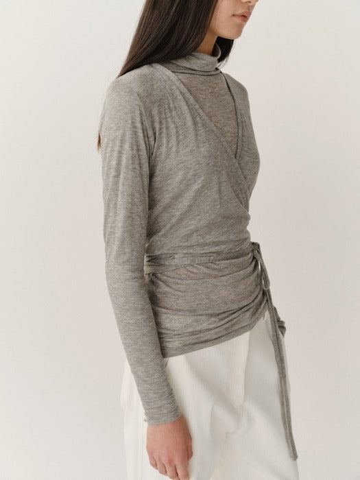 Kindersalmon Wool Jersey Turtleneck Melange Gray